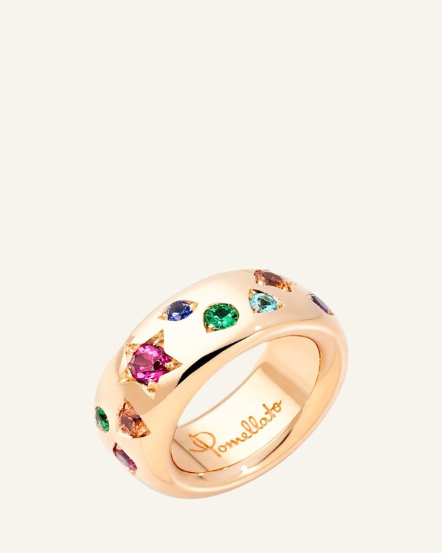 Iconica 18k Rose Gold Large Multi Gemstone Ring